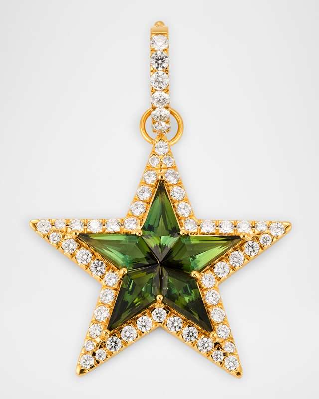 20K Green Tourmaline and Diamond Star Charm